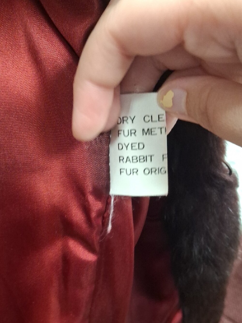 Womens Red Dyed Rabbit Fur Jacket - Picture 5 of 11